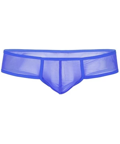 Men's See Through Mesh Low Rise Bulge Pouch Bikini Briefs Underwear Lingerie - Blue - CF18DSYTMYO $21.13 Briefs