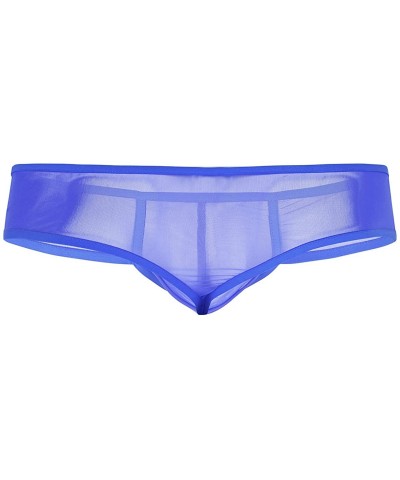 Men's See Through Mesh Low Rise Bulge Pouch Bikini Briefs Underwear Lingerie - Blue - CF18DSYTMYO $21.13 Briefs