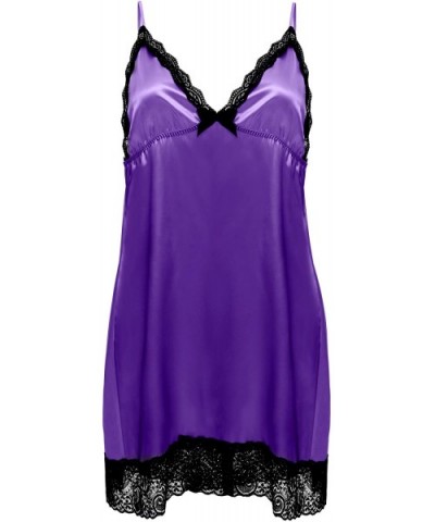 Sexy Babydoll Lingerie for Women Plus Size Halter Night Dress - Purple - CE1855HYN84 $21.67 Baby Dolls & Chemises