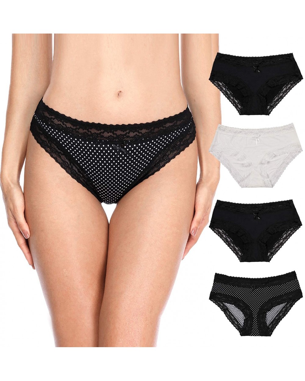 Women's Cotton Bikini Panties Cozy Underwear Low-Rise Panties 4 Pack - Bikini1 (Nylon) - CT18H6Y4K5S $23.49 Panties