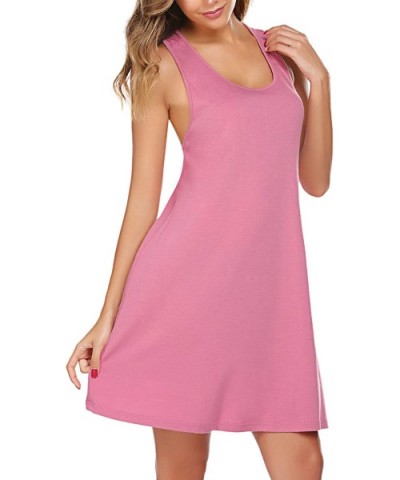 Sexy Sleepwear for Women Tank Nightgown Chemise Racerback Sleeveless Sleep Dress - Pink - C71983YEEY8 $28.87 Nightgowns & Sle...