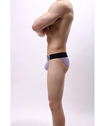 Men's High-Cut Pants Youth Warm Thin Section Casual Stretch Underwear - Purple - CV1925XHN74 $19.11 Briefs