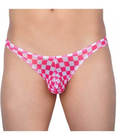 Men's Checker Thong Gay T-Back G-String Underwear Male Bluge Pouch Body Underpants - 214-pink - CI12N1WYALN $14.10 G-Strings ...