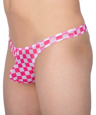 Men's Checker Thong Gay T-Back G-String Underwear Male Bluge Pouch Body Underpants - 214-pink - CI12N1WYALN $14.10 G-Strings ...