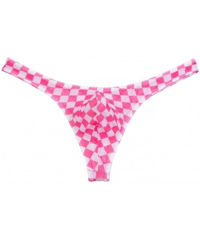 Men's Checker Thong Gay T-Back G-String Underwear Male Bluge Pouch Body Underpants - 214-pink - CI12N1WYALN $14.10 G-Strings ...