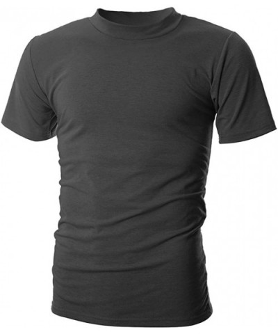 Men's Mockneck Short Sleeve T-Shirt Casual Summer Thin Pullover Basic Tops - Dark Grey - C618SLH4W8G $13.56 Undershirts
