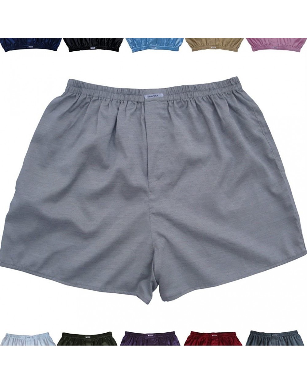 Men's Satin Boxer Shorts Underwear Luxury Color - Silver - CD12JYW55QZ $38.15 Boxer Briefs