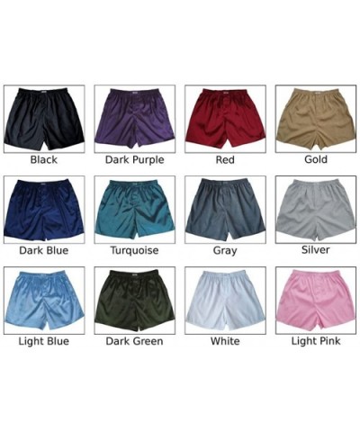 Men's Satin Boxer Shorts Underwear Luxury Color - Silver - CD12JYW55QZ $38.15 Boxer Briefs