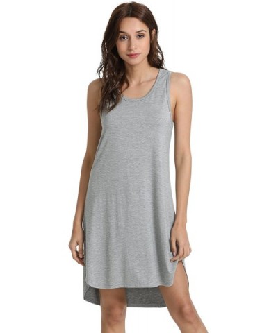 Womens Bamboo Pajamas Soft Nightgowns Lightweight Sleepwear Sleeveless Scoop Neck Loungewear Plus Size Sleepshirts S-4X - Hea...