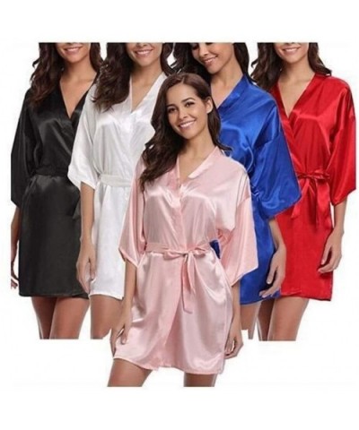 Women's Satin Wedding Kimono Bride Robe.Sleepwear Bridesmaid Robes Pajamas Bathrobe Nightgown Spa Very Beautiful- Lightweight...