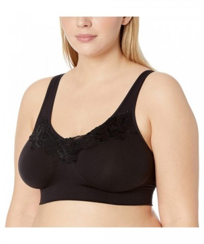 Women's Pure Comfort Wirefree Bra with Lace Trim & Back Close - Black - CI11OF556HF $21.43 Bras