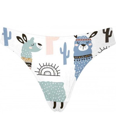 Women's Llama Cactus Underwear Panties Soft Thongs S - CR18OXDCSQ6 $38.30 Panties