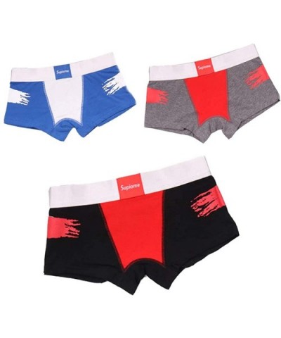 Cotton Color Stitching Boyshort 3 Pack Boxer Briefs for Tomboy Trans Lesbian - E - CL18ZTD7IIC $40.22 Panties