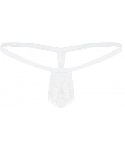 Men's Sheer Lace Bulge Pouch Bikini Briefs Low Rise G-String Thong Underwear Jockstraps - White - CQ19CZN666C $23.37 G-String...