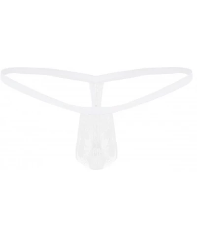 Men's Sheer Lace Bulge Pouch Bikini Briefs Low Rise G-String Thong Underwear Jockstraps - White - CQ19CZN666C $23.37 G-String...