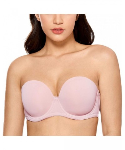 Women's Underwire Contour Multiway Full Coverage Strapless Bra Plus Size - Gentle Rose - C518U8UOE46 $44.61 Bras