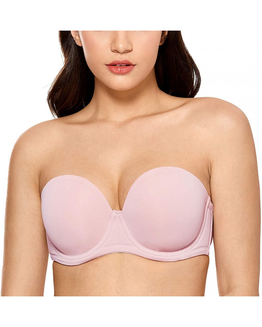 Women's Underwire Contour Multiway Full Coverage Strapless Bra Plus Size - Gentle Rose - C518U8UOE46 $44.61 Bras