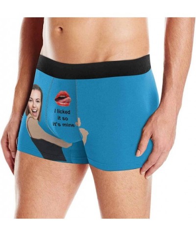 Custom Men's Boxer Briefs with Funny Photo Face- Personalized Novelty Underwear Hug I Iicked It So It's Mine All Gray Stripe ...