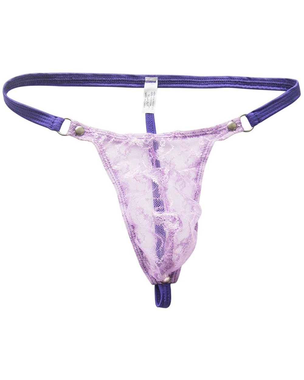 Men Lingerie Mesh Lace Pouch Sissy Thongs Panties Sexy See Through G Strings Underwear - Purple - CA193IEGYAU $50.38 G-String...