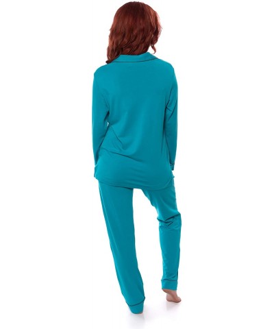 Women's Button-Up Long Sleeve Pajamas - Sleepwear Set (Classicomfort) - Capri Breeze - C618K0ATEAM $40.04 Sets