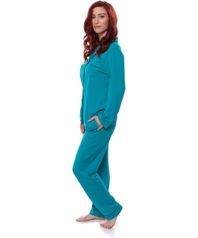 Women's Button-Up Long Sleeve Pajamas - Sleepwear Set (Classicomfort) - Capri Breeze - C618K0ATEAM $40.04 Sets