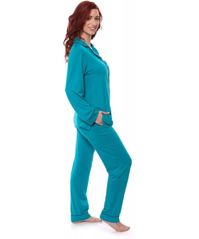 Women's Button-Up Long Sleeve Pajamas - Sleepwear Set (Classicomfort) - Capri Breeze - C618K0ATEAM $40.04 Sets