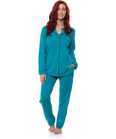 Women's Button-Up Long Sleeve Pajamas - Sleepwear Set (Classicomfort) - Capri Breeze - C618K0ATEAM $40.04 Sets