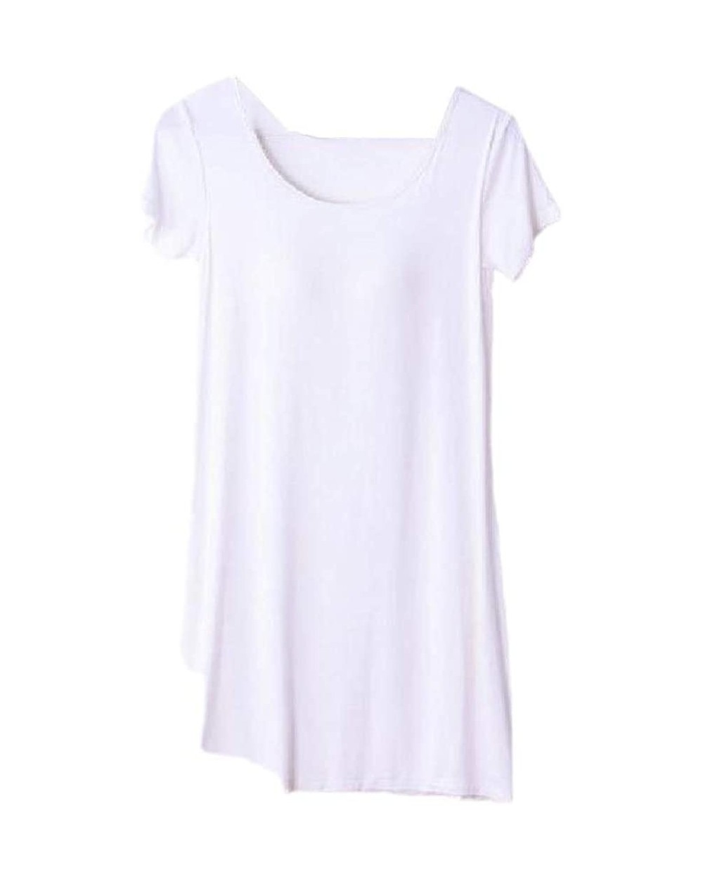 Womens Short Sleeve Tube Top Crewneck Solid Color Cozy Pj Lounge - White - CN1987MSSI9 $36.23 Tops