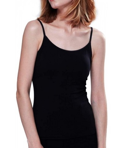 Camisole for Women-Spaghetti Strap Tank top Bamboo Basic Cami - Black Nude - CH18QAGOGGH $22.81 Camisoles & Tanks