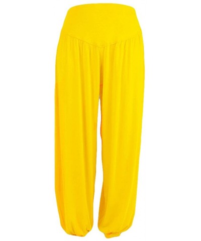 Plus Size Women Casual Loose Harem Pants Casual Solid Color Sport Yoga Trousers - Yellow - CF18L7OSKNW $25.31 Panties