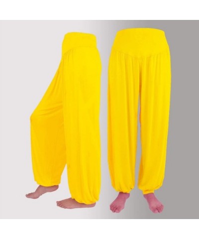 Plus Size Women Casual Loose Harem Pants Casual Solid Color Sport Yoga Trousers - Yellow - CF18L7OSKNW $25.31 Panties