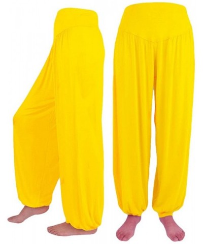 Plus Size Women Casual Loose Harem Pants Casual Solid Color Sport Yoga Trousers - Yellow - CF18L7OSKNW $25.31 Panties