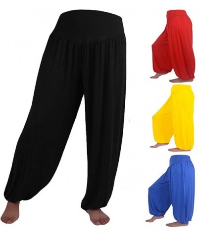 Plus Size Women Casual Loose Harem Pants Casual Solid Color Sport Yoga Trousers - Yellow - CF18L7OSKNW $25.31 Panties