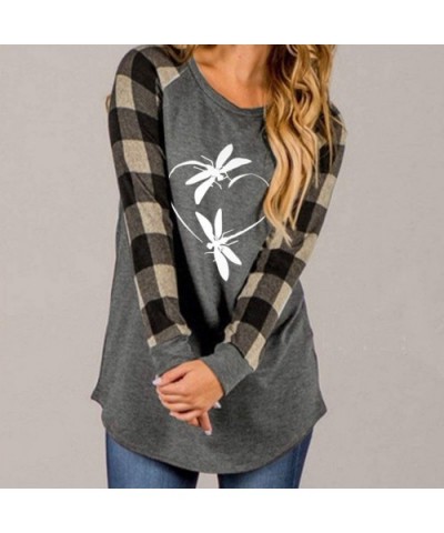 Womens Raglan Shirts Long Sleeve Crew Neck Plaid Sweatshirts Tunic Casual Tops - A-dark Gray - C2192E4K072 $34.87 Thermal Und...