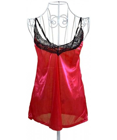 Women's Plus Size Sexy Lace Sleepwear Lingerie Temptation Babydoll Underwear Nightdress - Red - CX18TY9DHR0 $14.62 Robes