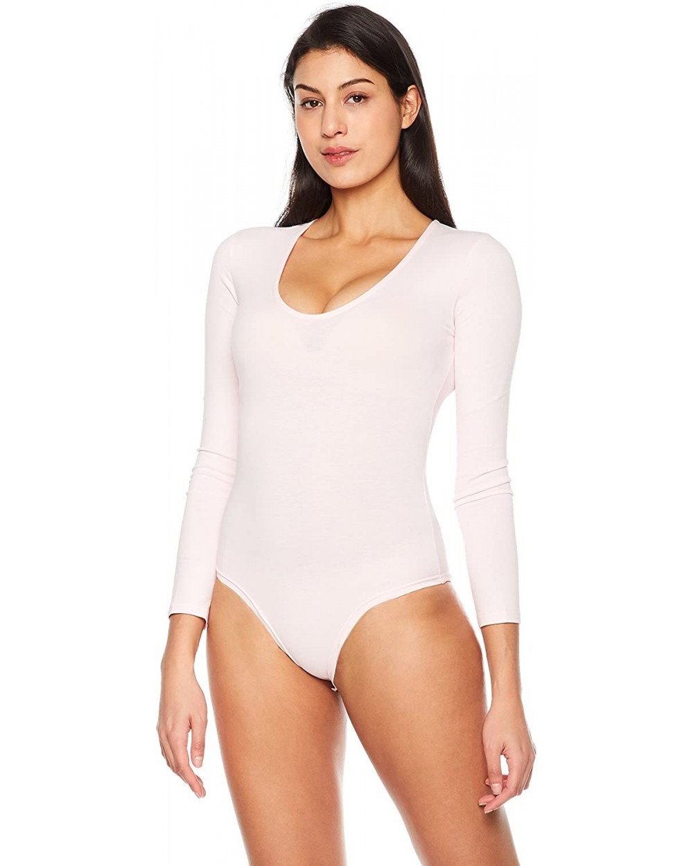 Women's U-Neck Snap Crotch Long Sleeve Bodycon Bodysuit Leotard One Piece Tops - Hot Pink - CE1802H6CYL $27.34 Shapewear