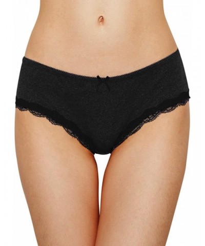 Women's Cotton Hipster Pantis Soft Lace Trim Underwear Briefs 4 Pack - Black/Black/Grey/Wine Red - C818QWKEHIG $27.97 Panties