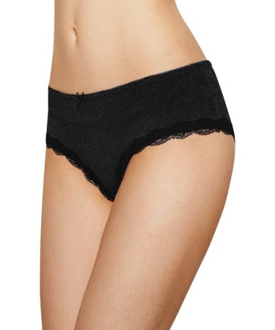 Women's Cotton Hipster Pantis Soft Lace Trim Underwear Briefs 4 Pack - Black/Black/Grey/Wine Red - C818QWKEHIG $27.97 Panties