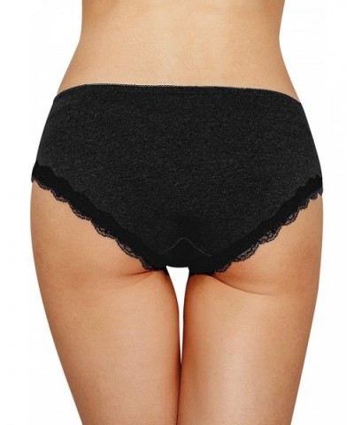 Women's Cotton Hipster Pantis Soft Lace Trim Underwear Briefs 4 Pack - Black/Black/Grey/Wine Red - C818QWKEHIG $27.97 Panties