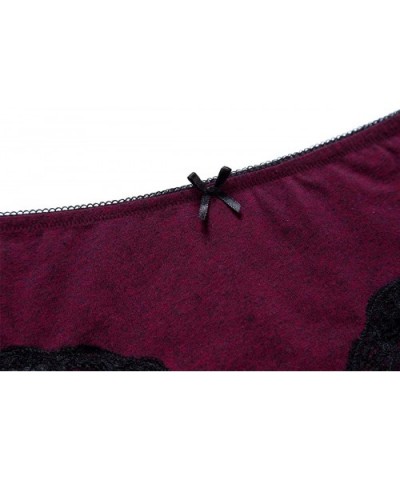 Women's Cotton Hipster Pantis Soft Lace Trim Underwear Briefs 4 Pack - Black/Black/Grey/Wine Red - C818QWKEHIG $27.97 Panties