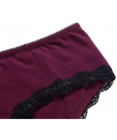 Women's Cotton Hipster Pantis Soft Lace Trim Underwear Briefs 4 Pack - Black/Black/Grey/Wine Red - C818QWKEHIG $27.97 Panties